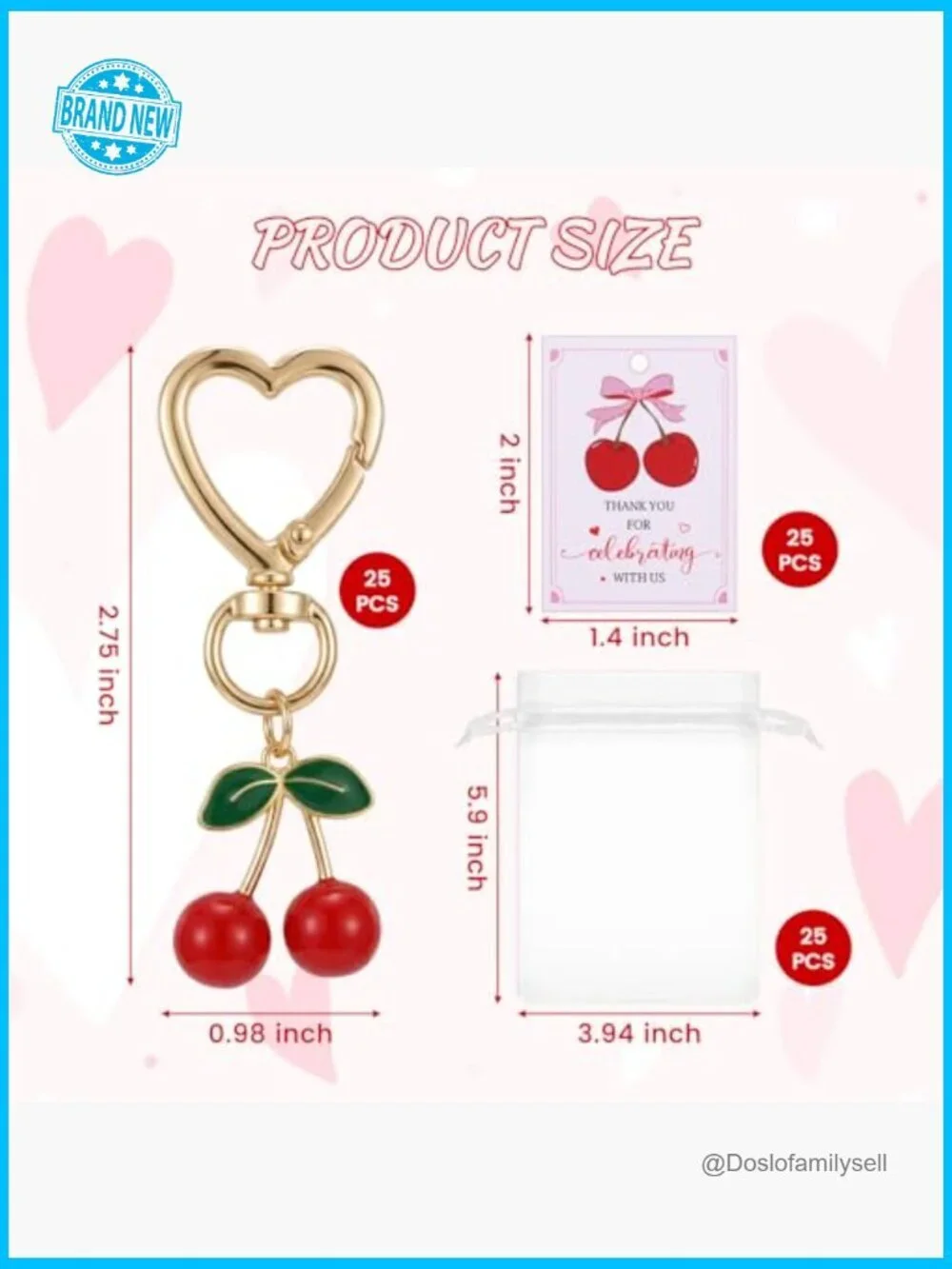 Cherry Keychains Bulk Set Y2K Cute Fruit Charms with Gift Bags Party Favors